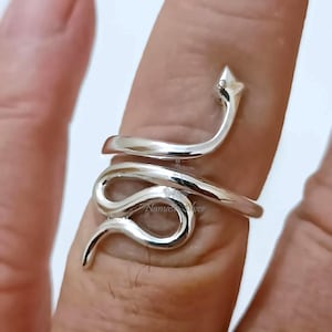 Snake Wrap Ring 925 Sterling Silver Adjustable Boho Jewelry