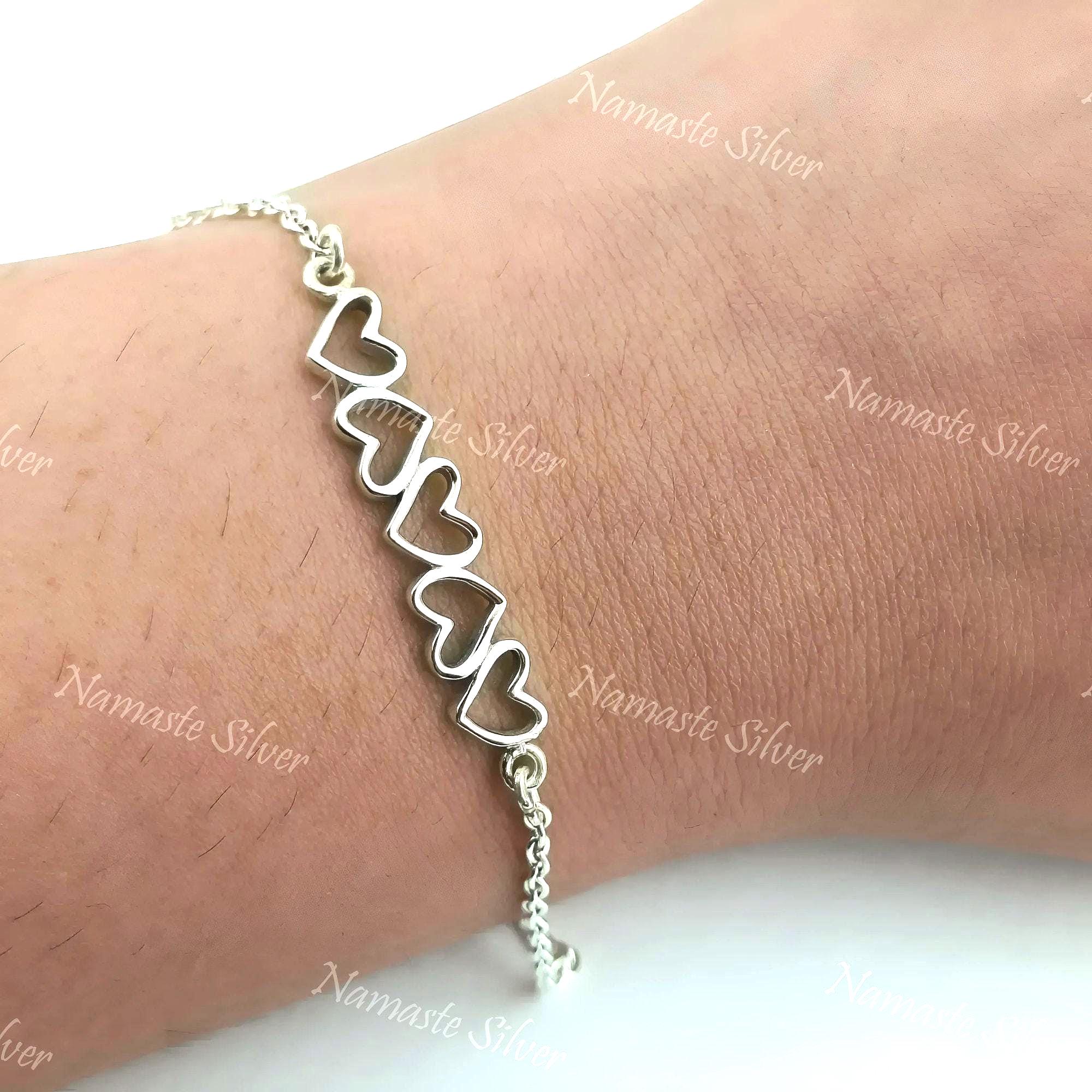 ◎D moment ◎ Autumn Heart 925 Silver Bracelet Heart to Heart Bracelet, 925 Sterling Silver Bracelet