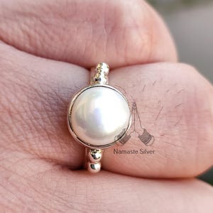 Handmade Sterling Silver Freshwater Pearl Ring, Boho Promise Jewelry
