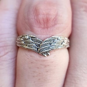 Sterlingzilveren ring met engelenvleugels, handgemaakte verenband