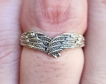 Sterling Silver Angel Wing Ring, Handmade Feather Band