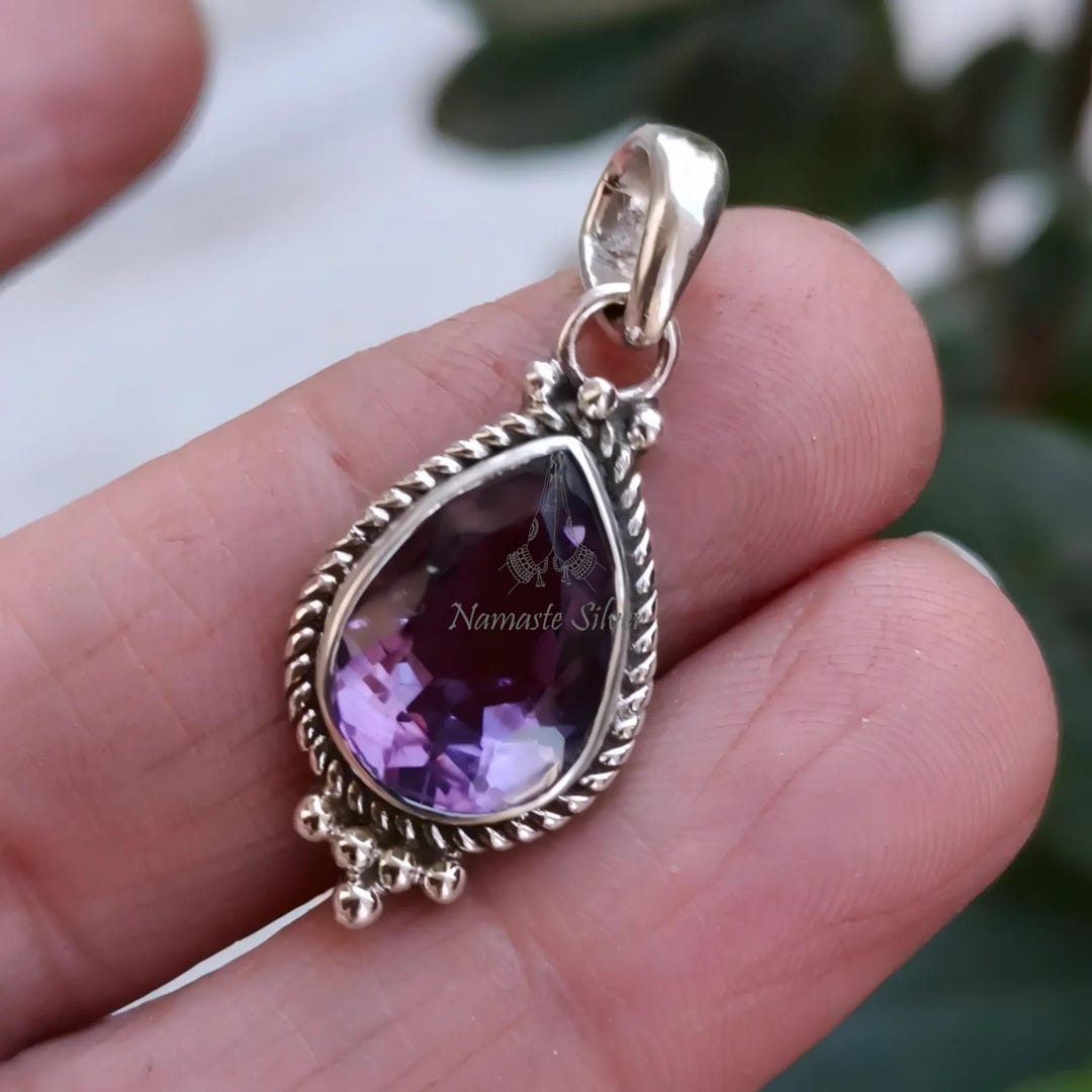 Pear Locket Pear Amethyst Locket Pendant, 925 Sterling Silver, February Birthstone ...