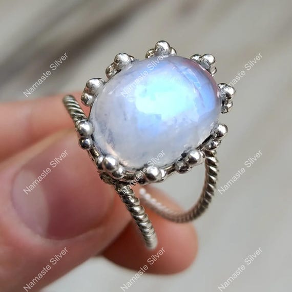 Anello Infinito In Argento 925 Con Pietra Di Luna Arcobaleno – Gioiello Donna – Ipoallergenico Senza Nichel – Taglie 7/8/9 US