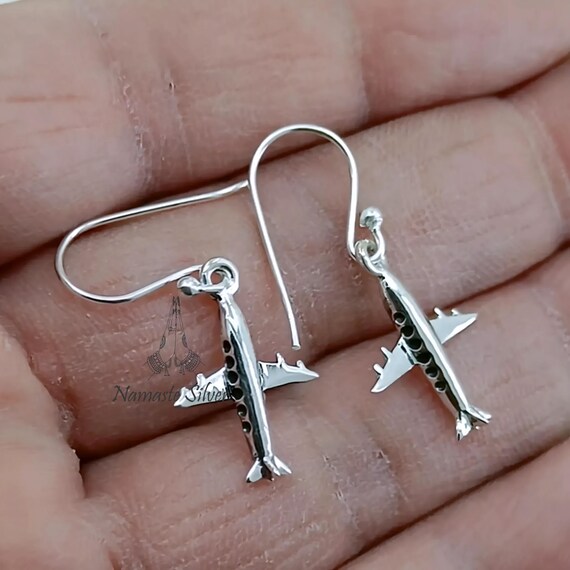 Orecchini in argento Sterling 925 con aeroplano, graziosi