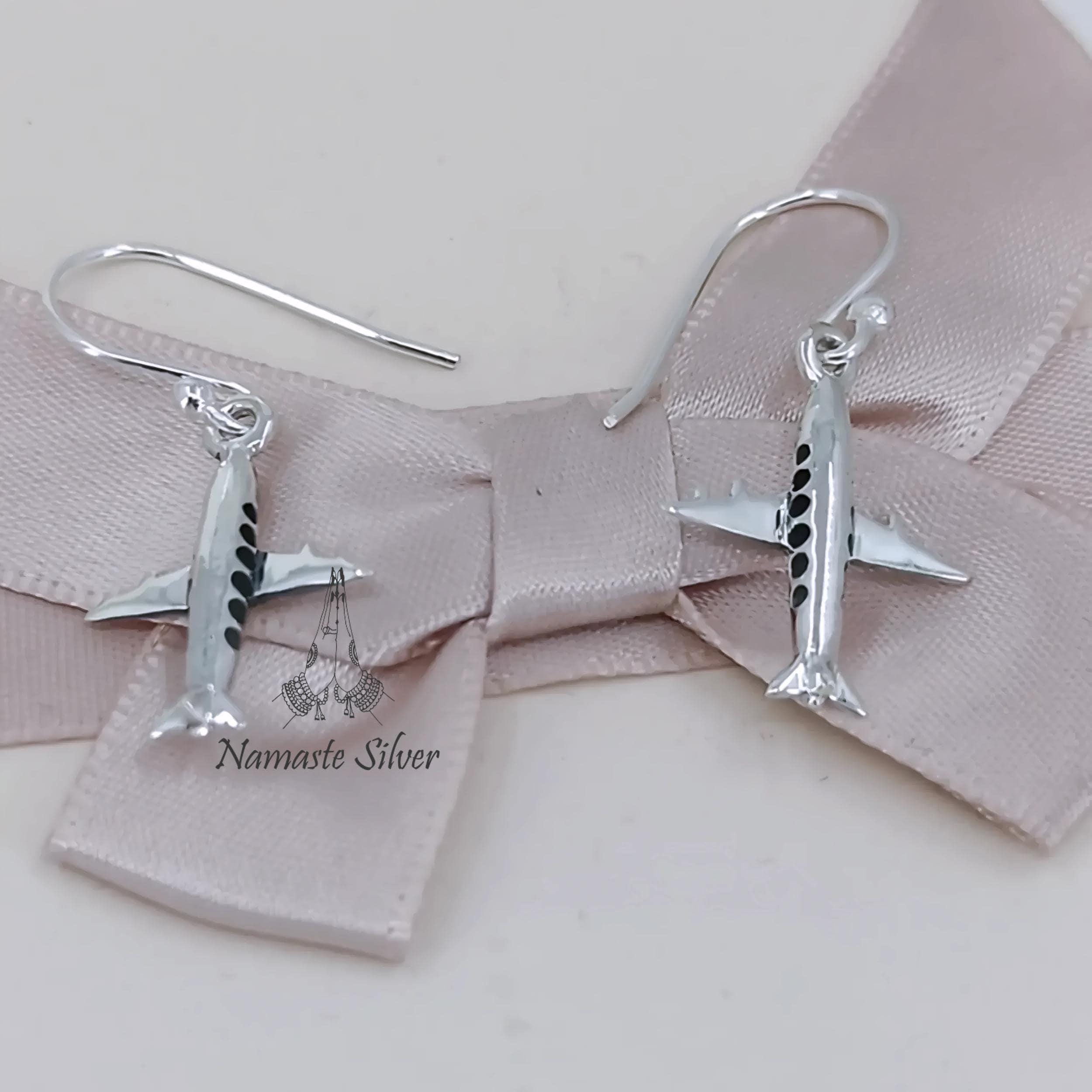 Orecchini In Argento Sterling 925 A Forma Di Aeroplano - Gioiello Originale In Confezione Regalo, 10x8 Mm