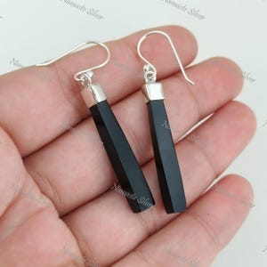 Orecchini in onice nero, pendenti in argento sterling 925, gioielli fatti a mano, regalo con pietra portafortuna di luglio