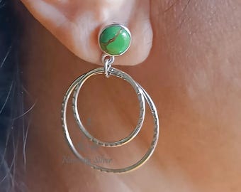 Large Hoop Earrings, 925 Sterling Silver Dangle Drop Earrings