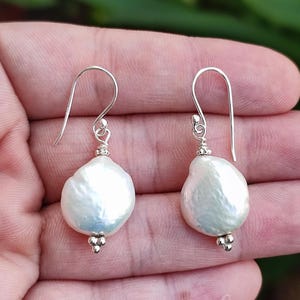Pearl Dangle Earrings, 925 Sterling Silver Baroque Pearl Earrings, Handmade Freshwater Baroque Pearl Jewelry, June Birthstone Gift For Her