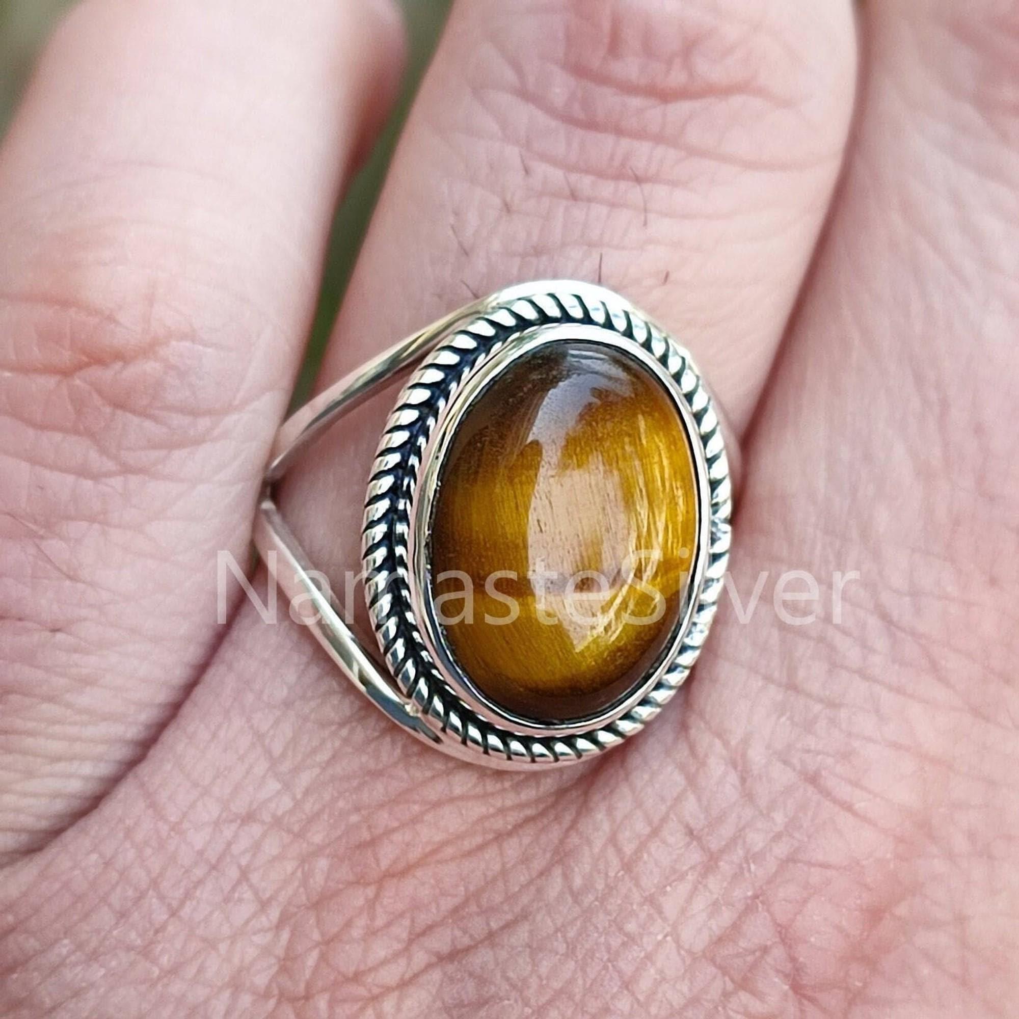 Anillo De Plata 925 Con Piedra Natural Ojo De Tigre