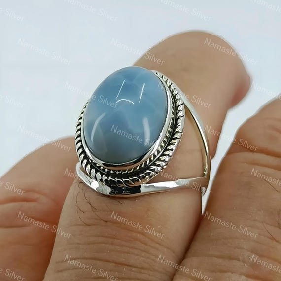 Handmade Owyhee Opal Ring, Sterling Silver Boho Promise Ring