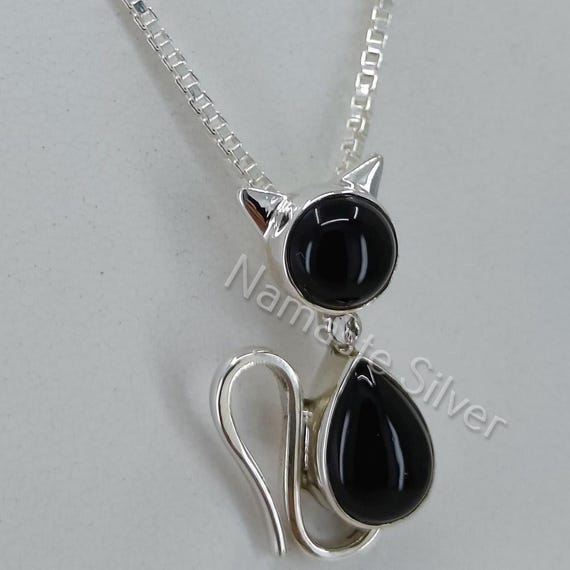 ★人氣★LOVE ME MONSTER★Black Onyx Charm Necklace Diamond and Black Onyx Heart Necklace (Large) | Grace K Jewelry