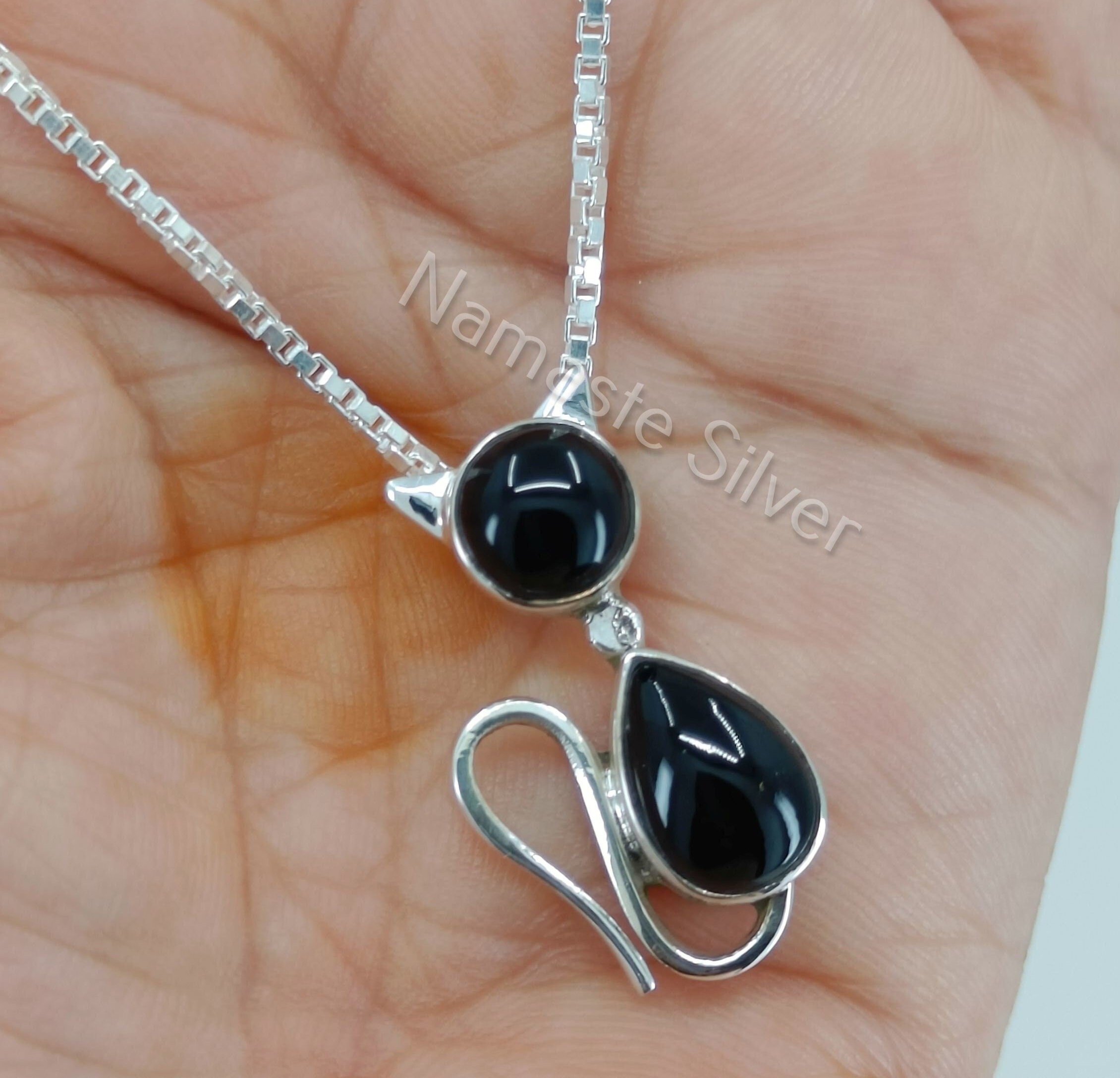 Black cat necklace 2024 onyx sterling silver