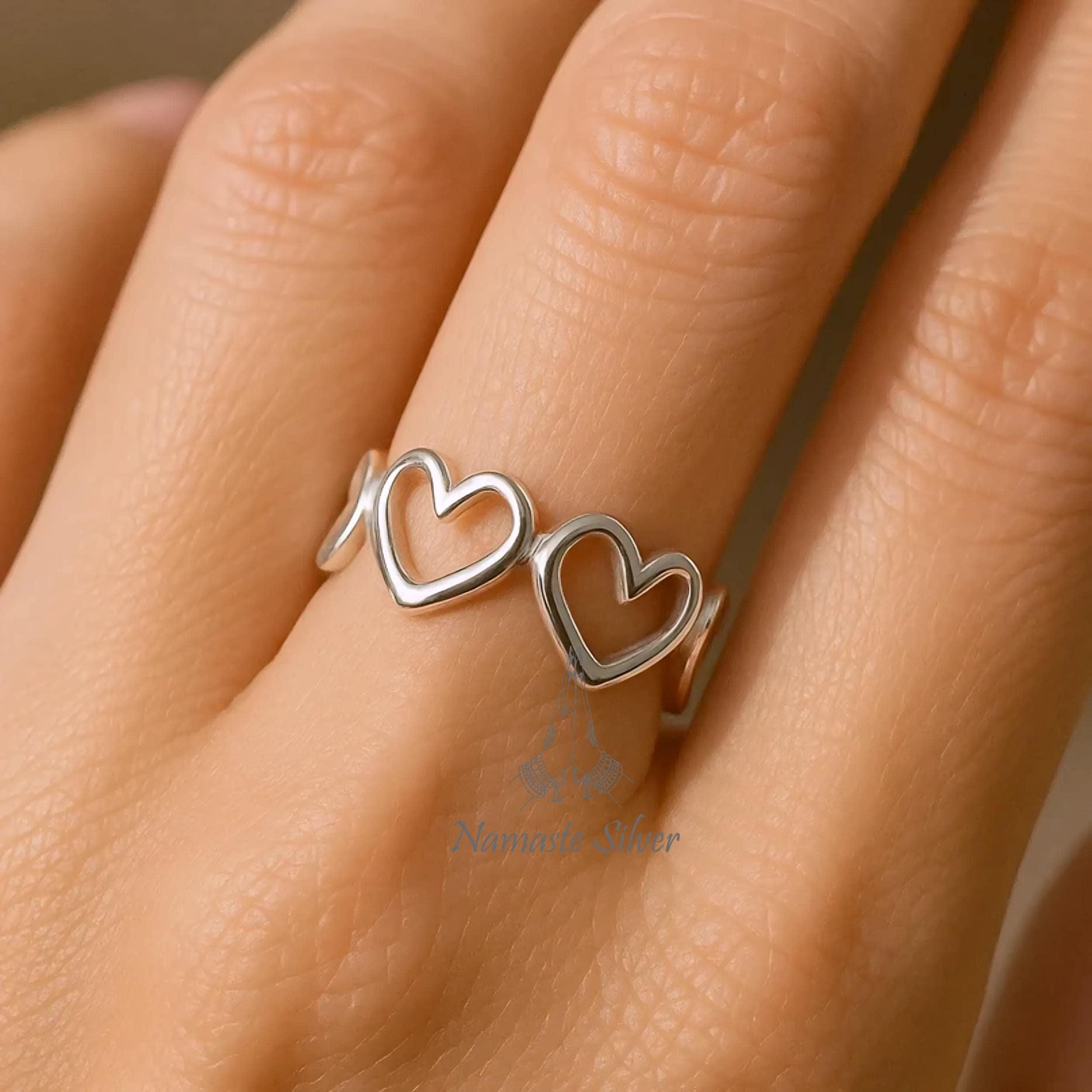 Heart Shape Ring, 925 Sterling Silver Adjustable Open Band - Etsy