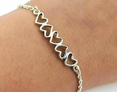 ◎D moment ◎ Autumn Heart 925 Silver Bracelet Amazon.com: 925 Sterling Silver Double Heart Bracelet for