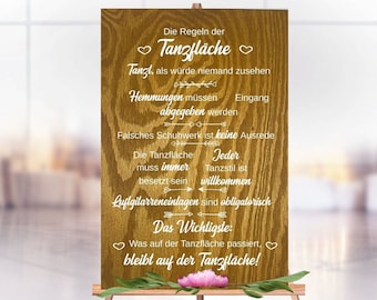 Wooden sign "The rules of the dance floor", 50 x 75 cm