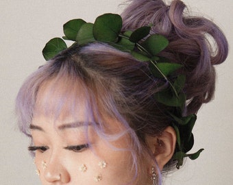 Dried Green Eucalyptus Bridal Hair Crown |  Bridal Flower Girl Bridesmaid Hair Accessories