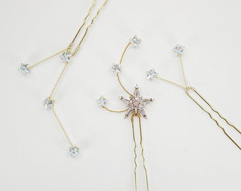 Crystal Star Hair Pins | Bridal Hair Pins | Rhystones Hair Accessories | Bridal Accessories