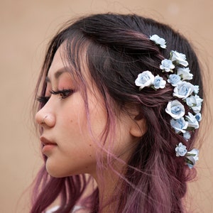 Double Paper Roses Flower Hair Pins | Paper Flower Hair Accessories | Bridal Accessories | Flower Girl Accessories | Bridesmaid Accessories