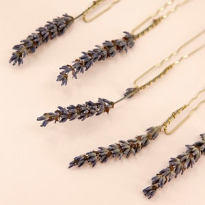 5 Pins Set - Dried Big Lavender Hair Pin | Preserved Flower Bridal Accessories