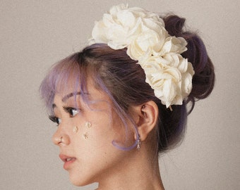 Bridal Silk Beige Flower Crown | Headband Tiara | Flower Girl Bridesmaid Hair Accessories