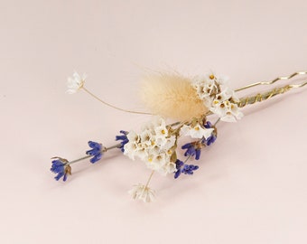 Mixed Floral Hair Pins| Dried Limonium Lagurus Lavender Star Daisy Pin | Preserved Flower Bridal Accessories