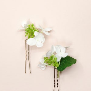 5 Pins Set Bridal Silk Ivory Hydrangea Flower Flower Girl Bridesmaid Hair Accessories image 1