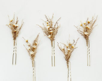 Dried Star Daisy Pampas Grass Hair Pin | Dried Flower Bridal Hair Pins | Bridal Flower Girl Bridesmaid Hair Accessories