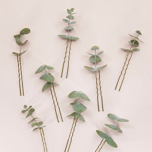 Light Green Eucalyptus Leaves Hair Pin | Dried Eucalyptus Leaves Bridal Hair Pins | Bridal Flower Girl Bridesmaid Hair Accessories