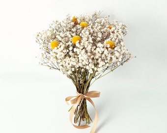 Baby’s Breath Eucalyptus Billy Ball Bouquet  | Minimalist Wedding Bouquet