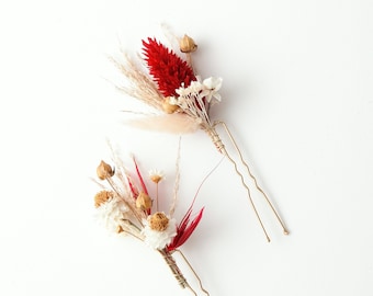 Dried Bunny Tail Daisy Pampas Grass Hair Pins