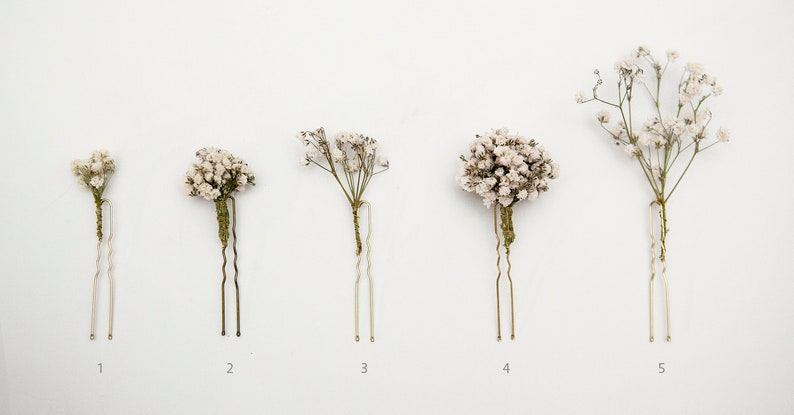 Dried Baby's Breath Small Hair Pin Bridal Hair Pins Style 2 Gypsophila Flower Bridal Flower Girl Bridesmaid Hair Accessories image 5