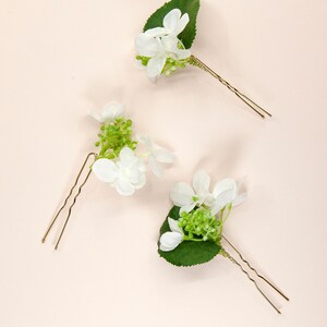 5 Pins Set Bridal Silk Ivory Hydrangea Flower Flower Girl Bridesmaid Hair Accessories image 2