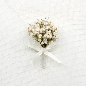 Dried Baby's Breath Boutonniere Pins included Medium Boutonniere