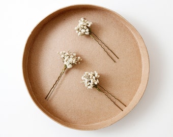 Dried Baby's Breath Small Hair Pin | Bridal Hair Pins - Style #2 | Gypsophila Flower Bridal Flower Girl Bridesmaid Hair Accessories