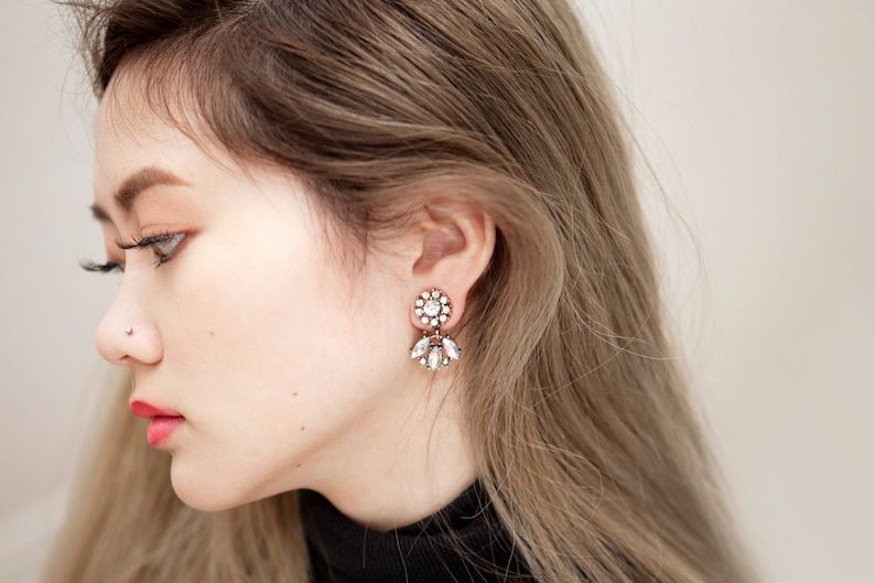 Statement Crystal Earrings Holographic Earrings Chandelier Earrings Crystal Drop Earring