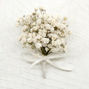 Dried Baby's Breath Boutonniere Pins included Big Boutonniere