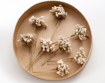 Dried Baby's Breath Big Hair Pin | Bridal Hair Pins - Style #4 | Gypsophila Flower Bridal Flower Girl Bridesmaid Hair Accessories