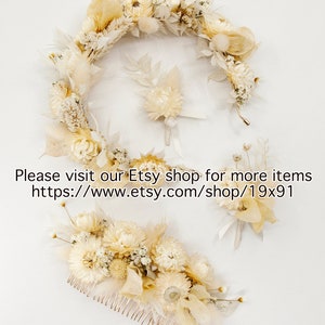 Dried Beige Strawflowers Hair Pins Preserved Flower Bridal Accessories image 10