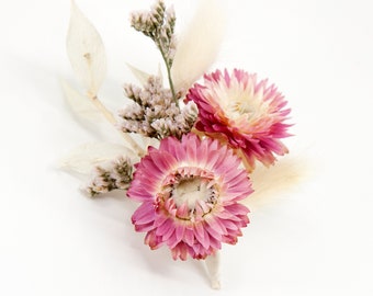 Dried Strawflower Limonium Bunny Tail Boutonniere