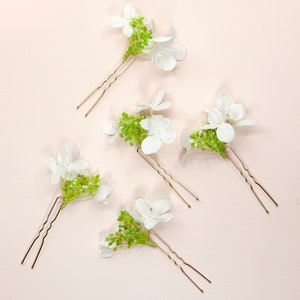 5 Pins Set Bridal Silk Ivory Hydrangea Flower Flower Girl Bridesmaid Hair Accessories HYDRANGEAS