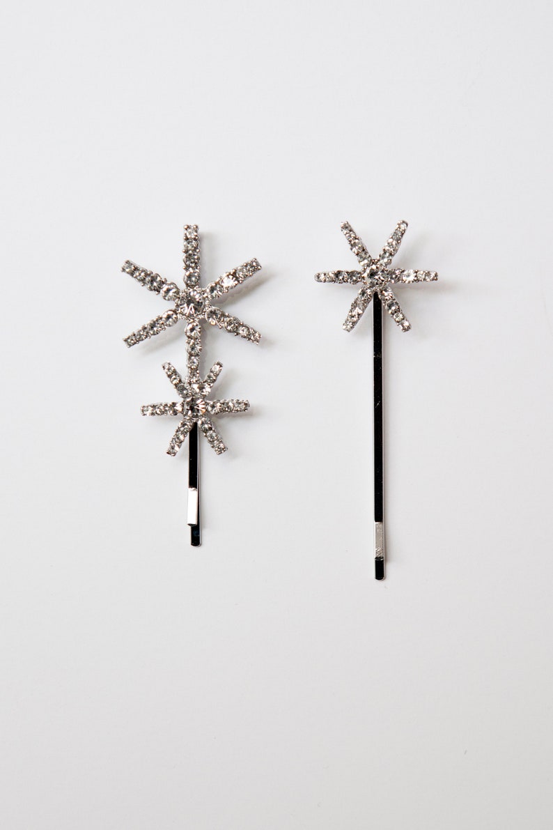 Crystal Star Hair Pins I Crystal Floral Hair Pins I Rhystones Hair Accessories I Bridal Accessories image 2