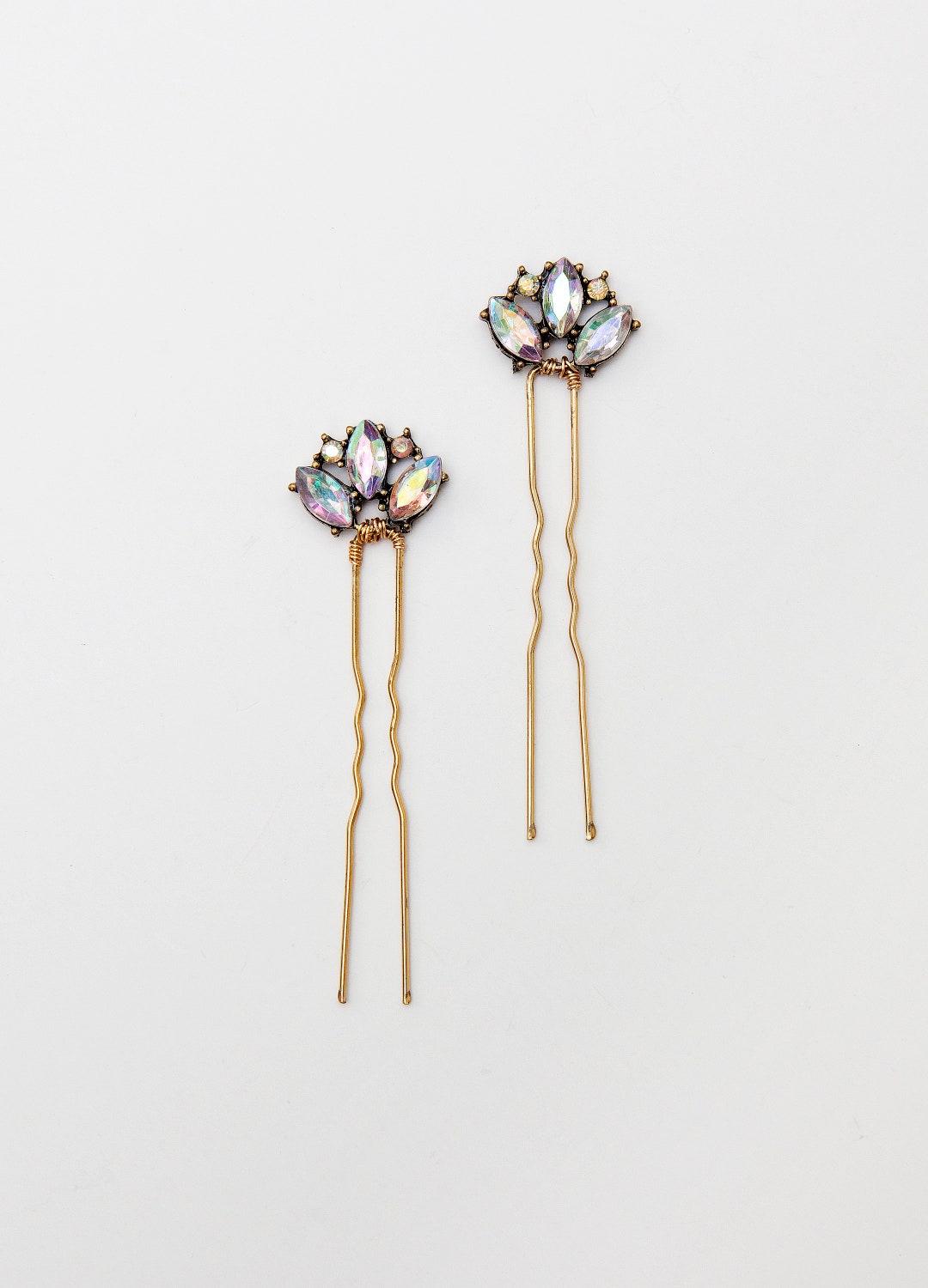 Holographic Crystal Hair Pins Flower Hair Pins Rhystones Etsy