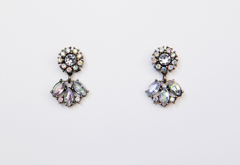 Statement Crystal Earrings Holographic Earrings Chandelier Earrings Crystal Drop Earring
