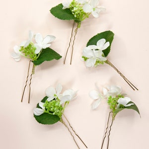 5 Pins Set Bridal Silk Ivory Hydrangea Flower Flower Girl Bridesmaid Hair Accessories HYDRANGEAS + LEAVES