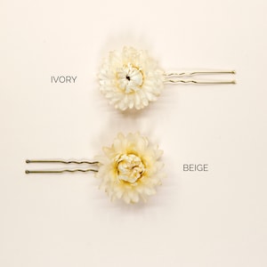 Dried Beige Strawflowers Hair Pins Preserved Flower Bridal Accessories image 7