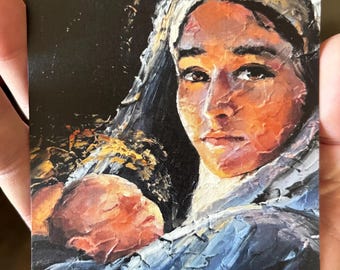 Christmas Cards 4x6 with Mary and infant Jesus, 4x6 flat cards,  beautifully printed