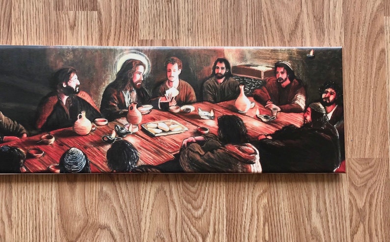 canvas giclee print of a painting by Randy Friemel Last Supper 8x26 shipping is free-! stretched canvas