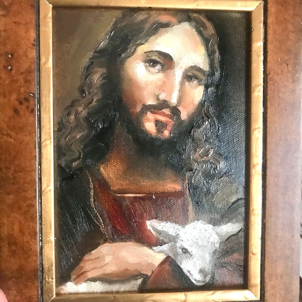 Sacred Art, Jesus oil Painting, Jesus the shepherd, 5x7 oil “Protector of Israel”, Jesus original Art