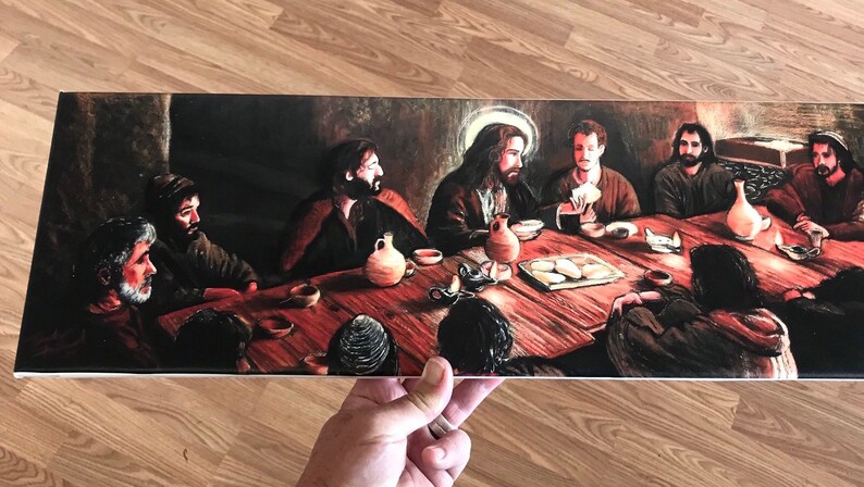 canvas giclee print of a painting by Randy Friemel Last Supper 8x26 shipping is free-! stretched canvas