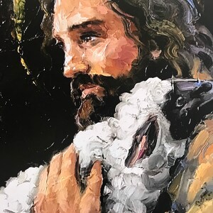 Sostenido en los brazos de Jesús - Póster artístico del Buen Pastor, impresión de Cristo con el Cordero, De vuelta en sus brazos, regalo de duelo, regalo por la pérdida de la vida